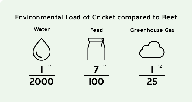 Environmental Load of Cricket compared to Beef